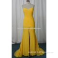 Yellow Chiffon Ruffle and Beaded prom dress pregnant women dress Polyester / Cotton Material and Chiffon Fabric Type prom dress